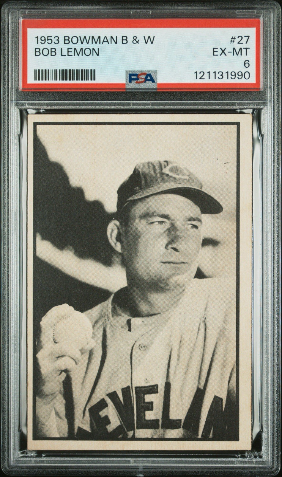 1953 BOB LEMON BOWMAN B & W #27 PSA 6
