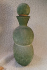 13" Green Murano-Scavo Style Matte Glass Double Gourd Bottle Cork Stopper — photo 7