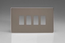 Modular Grid System Silver PowerGrid Plate Screwless Pewter 4-Gang Yoke Included