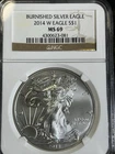 2014 W Burnished Silver Eagle NGC MS69 - Brown Label