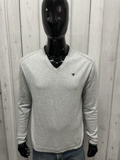 Guess Men's Gray V-Neck Cotton Sweater Size L Casual