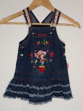 Vintage Y2K Strawberry Shortcake Denim Overalls Dress Baby Girl Toddler Size 3T