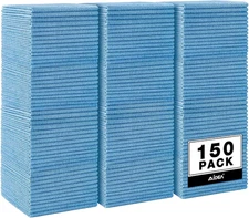 AIDEA Microfiber Cleaning Cloths Blue 150Pk, 12x12 Lint Free Shop Rags