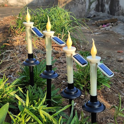 4 Pack Solar Led Outdoor Decor Lights Taper Candles Waterproof Packs Clestick - Picture 3 of 9