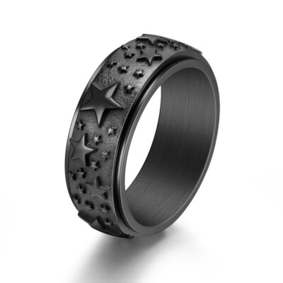 Men's Women's Starry Spinner Ring Stainless Steel Lucky Star Gift Ring Size 6-12