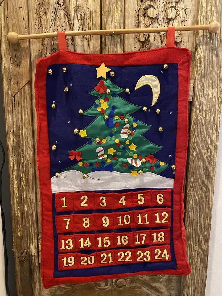 Christmas Fabric Advent Calendar With 24 Pockets Christmas Trees Holiday  Decor | eBay