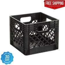 16QT Plastic Heavy-Duty Plastic Square Milk Crate Black, Free And Fast Shipping,