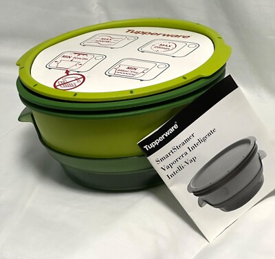 Tupperware SMART STEAMER 4Pc Set Green Microwave Multi-Cooker 2010 NOS