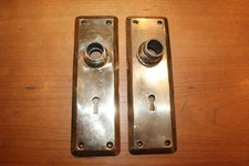 Pair of Corbin 2-1/2 X 7 Cast Bronze Commercial Doorknob Escutcheons B-33