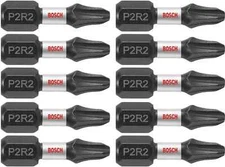BOSCH ITP2R21B 10-Pack 1 In. Phillips/Square #2 Impact Tough Screwdriving Insert