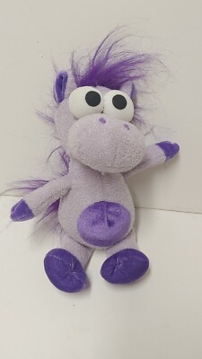 Purple Horse Pony Plush Small 8'' Bug Eyed Crazy Hair Lavender Felt A Mart Corp