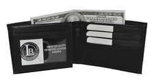 Leatherboss Genuine Leather Men Credit Card Pull up flap Bi-Fold Wallet, Black