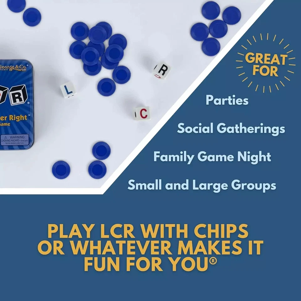The Original LCR Left Center Right Dice Game Blue Tin George & Company - Image 3 of 4