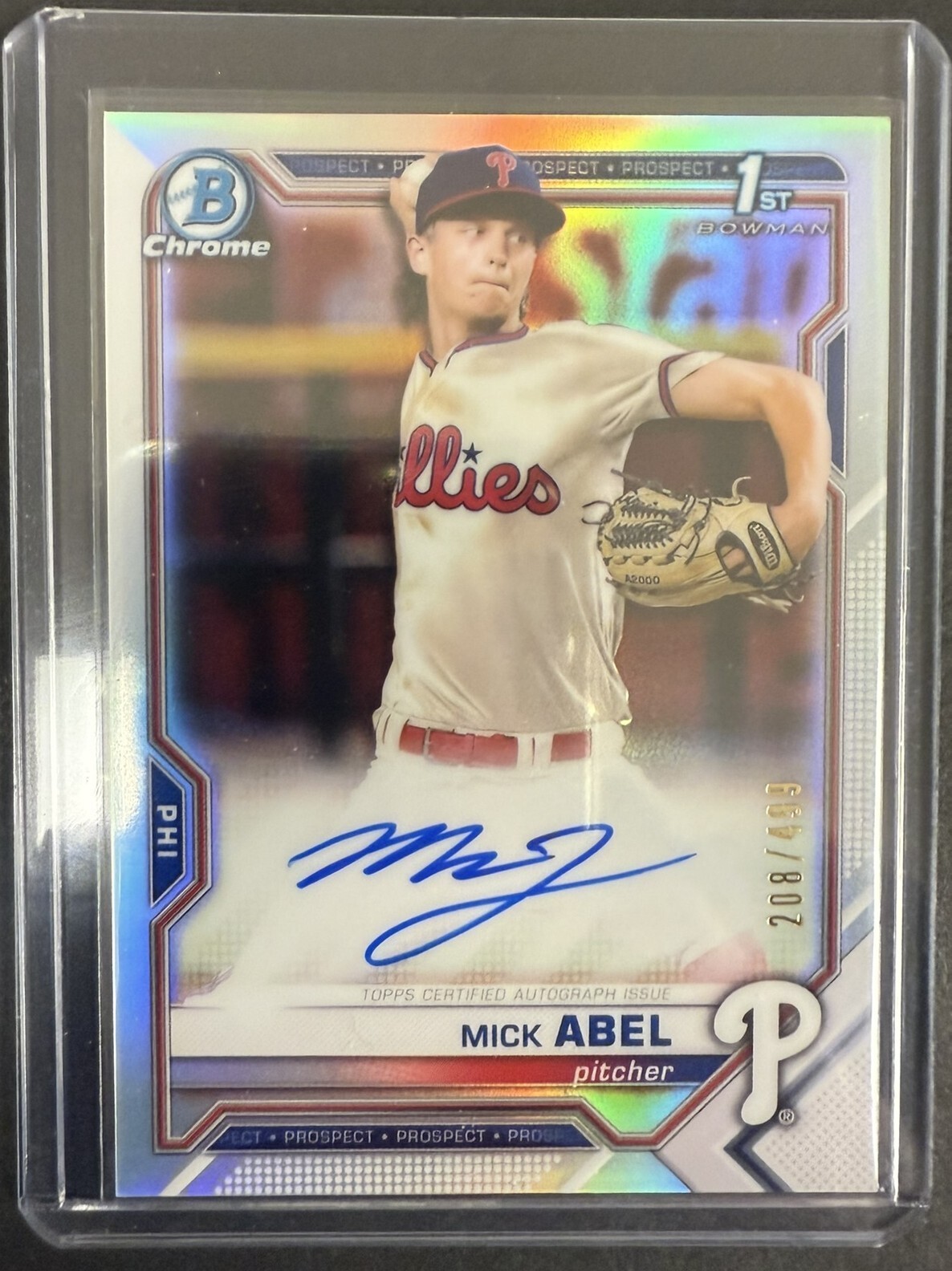 2021 Bowman Chrome 1st Mick Abel Refractor Auto 208/499 RC Twins