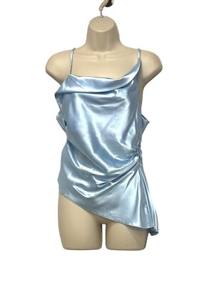 Topshop asymmetric cowl neck cami in icy blue,