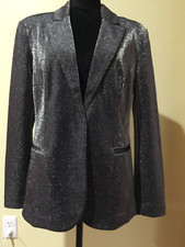 Ladies Tahari Silver Shimmering Chrome Lurex Elegant Jacket 10 NWT
