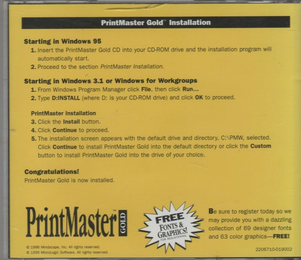 ITHistory (1996) IBM Software: PRINTMASTER CLASSIC 3.0 CD sin manual Q Foto 2 de 2