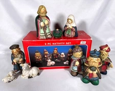 NATIVITY SCENE SET 9 Pc PORCELAIN FIGURES Christmas FABRI-CENTERS AMERICA 1995