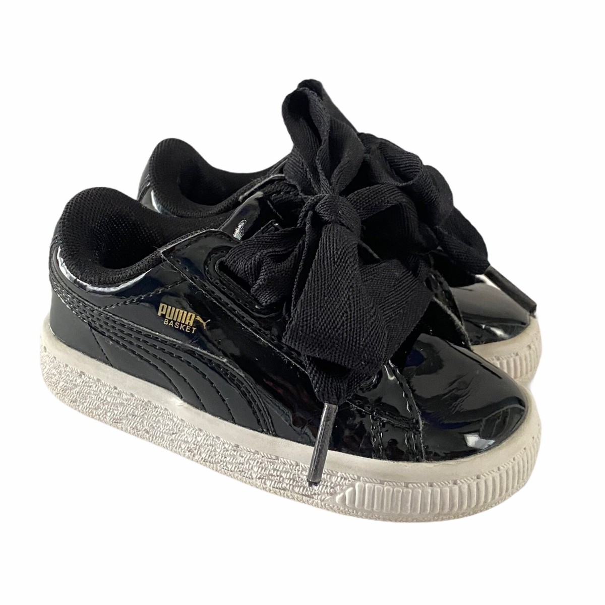 Puma Basket Heart Patent Little Kid Girls Lace Up Sneakers Shoes