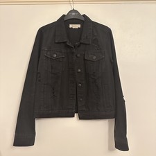 Black Distressed Ripper Denim Jacket, Regular Length