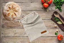 Bread Bag, Rustic White Stripe Linen, Bread Bag for Homemade Sourdough Bread