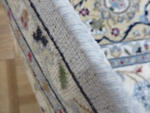 6 x 9'1 Hand Knotted Light Blue Fine Nain With Silk Oriental Rug G14768 - Picture 11 of 12