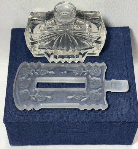 VTG Perfume Bottle W Stopper Bohemian Czech Hand Cut Glass Art Deco - Picture 3 of 18