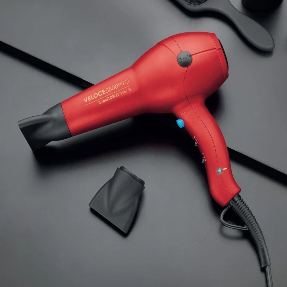 Diva Pro Styling Edit Veloce 3800 Pro Dryer Red 2200 W Professional Hairdryer