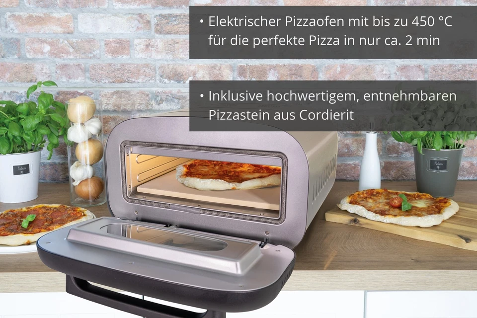 Unold 68806 Pizzaofen Alfredo, Elektrische Pizzaofen, bis zu 450 °C, 1700 Watt - Bild 2 von 4