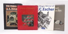 4 ESSENTIAL BOOKS ON M. C. ESCHER - HARDCOVERS IN DJS & PAPERBACKS - VG COND.