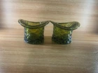 Lot of 2 Vintage Emerald Green Fenton Glass Top Hats