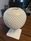 Vintage Westmoreland Milk Glass Diamond Hobnail Pedestal Vase Ivy Ball Vase