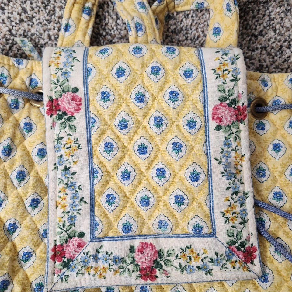 Vintage Vera Bradley Backpack 90s Yellow Blue Roses Pink Red Cottagecore Hippy - Image 2 of 4