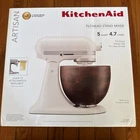 KitchenAid Artisan 5 Quart Stand Mixer Porcelain White Walnut Bowl KSM156WBPL