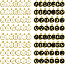 104Pcs Letter Charms for Jewelry Making,2Colors Initial Charms for Bracelets Dou