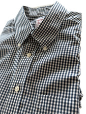 Brooks Brothers Madison Shirt Mens Medium Blue White Gingham Check Supima LS