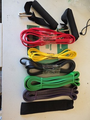 Odoland 5 Packs Pull Up Assist Bands, Straps, 5 Bands Set, Black 