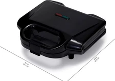 AMAZON BASICS 2-Slice WAFFLE MAKER Black Non-Stick Coating Easy To Clean