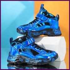 Brand Kids Running Shoes Boys Non-slip Waterproof Casual Shoes Glossy Leather