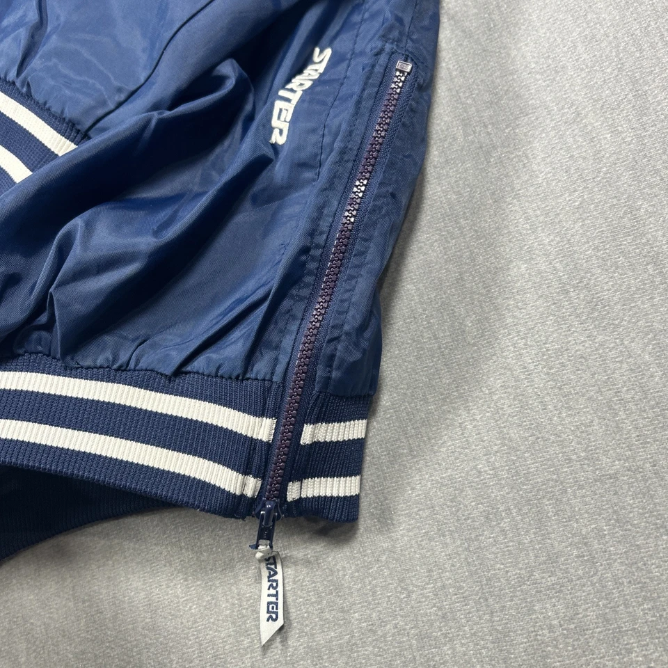Chaqueta Pullover Vintage Años 90 Starter Grande Logo Azul Blanco Para Hombre XL con Cremallera Lateral Foto 4 de 4