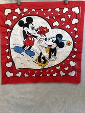 Vintage Walt Disney Co. Bandana Mickey  Minnie U.S.A. 22x22 Cotton Blend Red