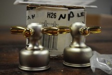 Delta H26NP Neo Cross Handle Set Lavatory Nickel/ Polished brass - NEW NOS