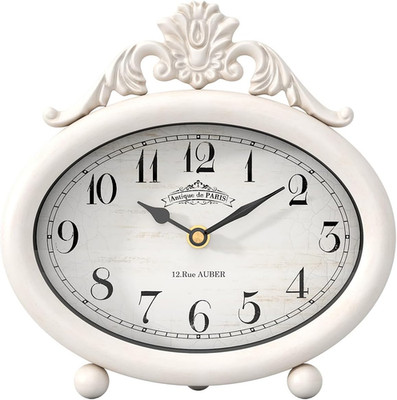 Vintage Table Clock, Desk and Shelf Decor Clock, French Rustic Antique Style Whi