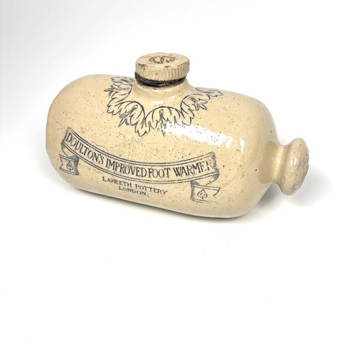 Doulton's Improved Foot Warmer Victorian Stoneware Lambeth Pottery 2 Pint 1880's