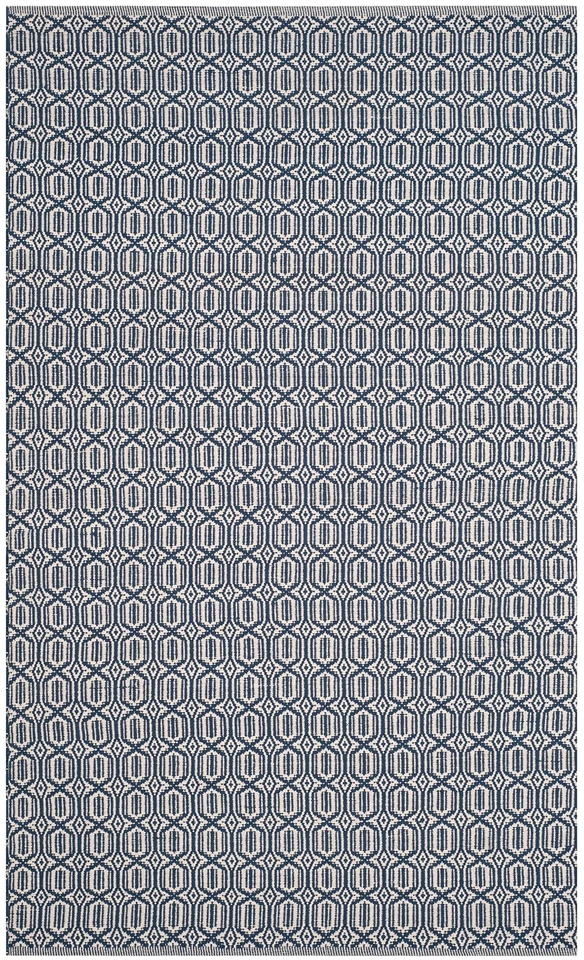 Alfombra Colección Montauk - 6' x 9', Marfil y Azul Marino, Hecho a Mano Tejido Plano Boho... Foto 3 de 4