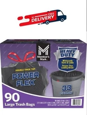 Member's Mark 33-Gallon Power-Guard Drawstring Trash Bags (90 ct.)