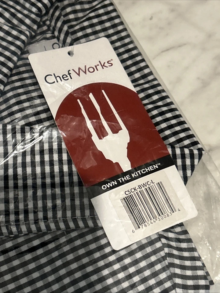 Chef Works Unisex Cook Shirt Black & White Check Large - Image 4 of 4