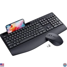 LIZRROT Ergonomic Wireless Keyboard & Mouse Set - 2.4GHz, Silent, Full-Size