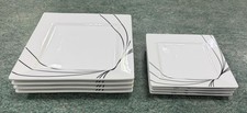 Set of 4 Square Dinner & Side Plates, Tableware Kitchenware Crockery Ceramic