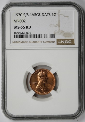 1970-S/S Large Date VP-002 Lincoln Memorial Penny 1C MS 65 RD Red NGC